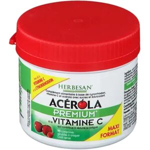 Herbesan Acérola Premium Maxi Pot - 90 Comprimés à Croquer - Supplément - Publicité Herbesan Acérola Premium Maxi Pot - 90 Comprimés à Croquer - Supplément - Publicité