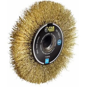 Brosse de fil laitonné - 120mm Ø, 20mm L - Pour angles & rainures - Publicité Brosse de fil laitonné - 120mm Ø, 20mm L - Pour angles & rainures - Publicité