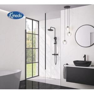 Colonne de douche thermostatique noire Kinedo - Inox & ABS - Hauteur réglable - Publicité Colonne de douche thermostatique noire Kinedo - Inox & ABS - Hauteur réglable - Publicité