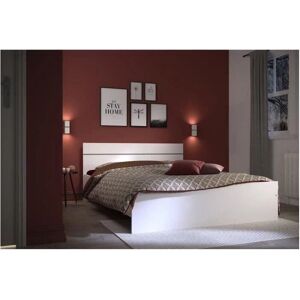 Lit Contemporain Blanc Parisot - 140x190cm - Publicité Lit Contemporain Blanc Parisot - 140x190cm - Publicité