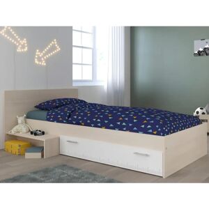 Vente-unique Lit enfant - Naturel & Blanc - 90x190cm - Publicité Vente-unique Lit enfant - Naturel & Blanc - 90x190cm - Publicité