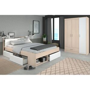 Jugendzimmer-Set PARISOT Most - Weiß & Akazie, 160x200cm Jugendzimmer-Set PARISOT Most - Weiß & Akazie, 160x200cm