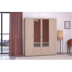 Parisot Daily 13 Kleiderschrank - Eiche - 4 Türen mit Spiegel Parisot Daily 13 Kleiderschrank - Eiche - 4 Türen mit Spiegel