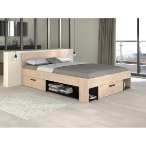 Vente-unique Kinselia Stauraumbett - Natur & Schwarz - Französisches Design Vente-unique Kinselia Stauraumbett - Natur & Schwarz - Französisches Design