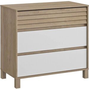 Nateo Concept Commode 3 tiroirs NINO - Chêne/Blanc - Commode Nateo Concept Commode 3 tiroirs NINO - Chêne/Blanc - Commode