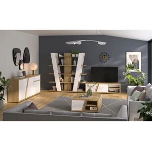GAMI EPURA Moderner quadratischer Couchtisch mit Schublade - Weiß / Eiche Nachbildung GAMI EPURA Moderner quadratischer Couchtisch mit Schublade - Weiß / Eiche Nachbildung