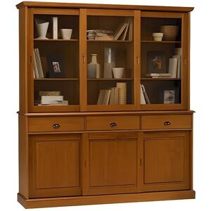 Armoire Pin Miel Authentique - 6 Portes coulissantes en verre, 3 tiroirs - Publicité Armoire Pin Miel Authentique - 6 Portes coulissantes en verre, 3 tiroirs - Publicité