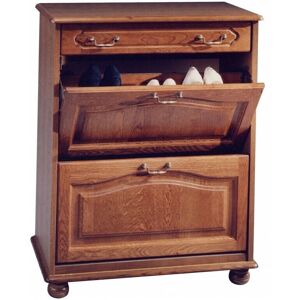 Meuble à chaussures en chêne rustique Beaux Meubles - 2 abattants & 1 tiroir - Publicité Meuble à chaussures en chêne rustique Beaux Meubles - 2 abattants & 1 tiroir - Publicité