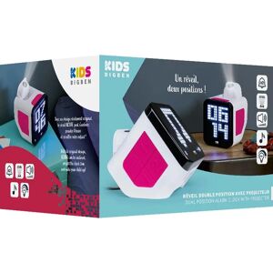 Reloj despertador retro en forma de cubo - Blanco/Rosa - Proyector, Doble alarma, Dígitos grandes Reloj despertador retro en forma de cubo - Blanco/Rosa - Proyector, Doble alarma, Dígitos grandes