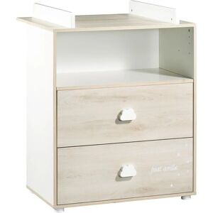 Commode à langer Baby Price Smile - 2 tiroirs, Beige, 68x52 cm - Table à langer Commode à langer Baby Price Smile - 2 tiroirs, Beige, 68x52 cm - Table à langer
