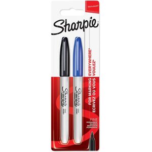 Marqueurs Permanents Sharpie Pointe Fine - Noir & Bleu - Pack de 2 - Publicité Marqueurs Permanents Sharpie Pointe Fine - Noir & Bleu - Pack de 2 - Publicité