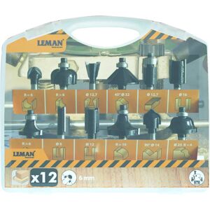 Ensemble de fraises en carbure Leman - 12 pièces, queue 6mm - Travail du bois - Publicité Ensemble de fraises en carbure Leman - 12 pièces, queue 6mm - Travail du bois - Publicité