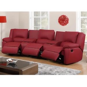 Canapé Relax 3 Places en Cuir Venta-unique - Fauteuil Relax - Rouge - Publicité Canapé Relax 3 Places en Cuir Venta-unique - Fauteuil Relax - Rouge - Publicité