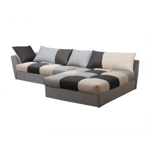 Divano Letto ad Angolo in Tessuto e Velluto Grigio - 5 Posti Divano Letto ad Angolo in Tessuto e Velluto Grigio - 5 Posti