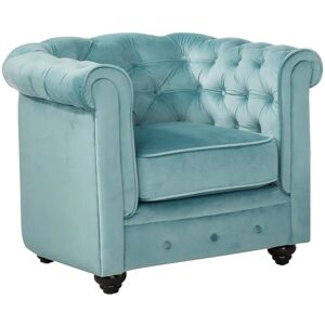 Canapé Chesterfield en Velours - Bleu Pastel - Style Classique - 1 Place - Publicité Canapé Chesterfield en Velours - Bleu Pastel - Style Classique - 1 Place - Publicité