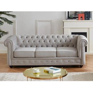 Canapé Chesterfield Vente-unique - Gris clair 3 places - Publicité Canapé Chesterfield Vente-unique - Gris clair 3 places - Publicité