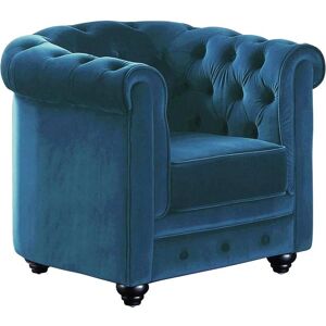 Poltrona Chesterfield em veludo Vente-Unique - Verde azulado - Estilo clássico Poltrona Chesterfield em veludo Vente-Unique - Verde azulado - Estilo clássico