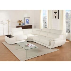 Vente-unique Canapé d'angle en cuir Nahia - Blanc - Angle gauche - Publicité Vente-unique Canapé d'angle en cuir Nahia - Blanc - Angle gauche - Publicité