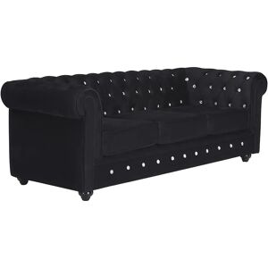 Canapé Chesterfield en velours Unique - 3 places - Publicité Canapé Chesterfield en velours Unique - 3 places - Publicité