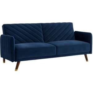 Vente-Unique Joris Sofá-Cama de Veludo 3 Lugares - Azul Vente-Unique Joris Sofá-Cama de Veludo 3 Lugares - Azul