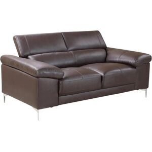 Sofá de cuero Solange de 2 plazas - Marrón Chocolate - Vente-unique Sofá de cuero Solange de 2 plazas - Marrón Chocolate - Vente-unique