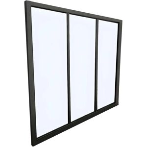 Vente-Unique Czarna Aluminiowa Stała Przesłona Szklana - Wnętrze Vente-Unique Czarna Aluminiowa Stała Przesłona Szklana - Wnętrze