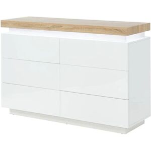 Vente-unique Halo ii Commode Blanche Chêne 6 Tiroirs Vente-unique Halo ii Commode Blanche Chêne 6 Tiroirs