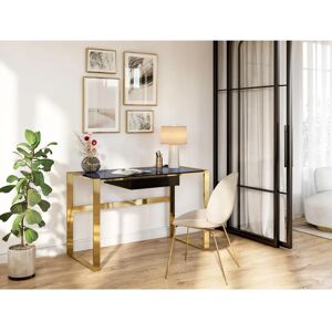 Scrivania Art Déco Moderna Pascal Morabito - Vetro e Acciaio - Nero e Oro Scrivania Art Déco Moderna Pascal Morabito - Vetro e Acciaio - Nero e Oro