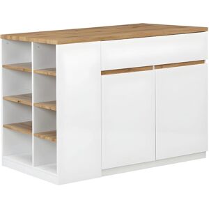 Vente-Unique Ilha de Cozinha Meili - Branco & Natural Claro - 130x65x90 cm Vente-Unique Ilha de Cozinha Meili - Branco & Natural Claro - 130x65x90 cm