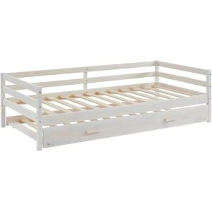 Aedan Weißes Bett mit Ausziehbett - Platzsparendes Bett Aedan Weißes Bett mit Ausziehbett - Platzsparendes Bett
