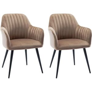 Vente-unique - Ensemble de 2 Chaises en Velours Beige - Usage intérieur - Publicité Vente-unique - Ensemble de 2 Chaises en Velours Beige - Usage intérieur - Publicité