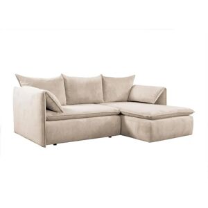 Divano letto angolare in velluto beige Pascal Morabito - Angolo a destra Divano letto angolare in velluto beige Pascal Morabito - Angolo a destra