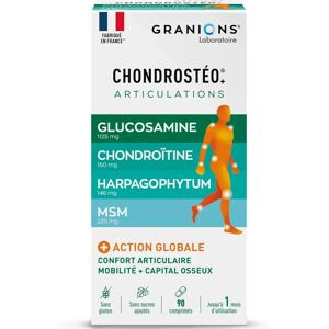 Granions Chondrostéo+ Articulations - Soutien articulaire, Glucosamine, Chondroïtine, MSM - 3 x 90 Comprimés - Publicité Granions Chondrostéo+ Articulations - Soutien articulaire, Glucosamine, Chondroïtine, MSM - 3 x 90 Comprimés - Publicité
