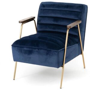 Fauteuil Hutch en velours bleu nuit - Style vintage - Publicité Fauteuil Hutch en velours bleu nuit - Style vintage - Publicité
