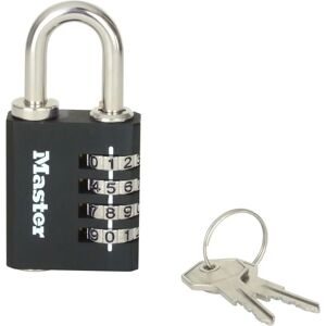 Master Lock Schwarzes Zahlenschloss - 40mm, Innenbereich, mit Ersatzschlüssel Master Lock Schwarzes Zahlenschloss - 40mm, Innenbereich, mit Ersatzschlüssel