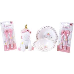 Set Piatti Unicorno Bambini - Fun House - 2 Piatti, Posate, Peluche Set Piatti Unicorno Bambini - Fun House - 2 Piatti, Posate, Peluche