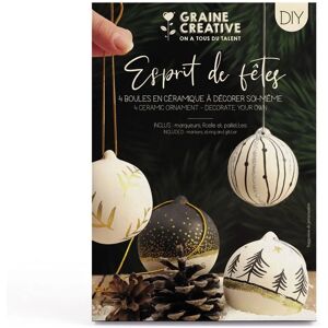 Graine Créative Weiße Keramik Weihnachtskugeln DIY-Set von 4 Graine Créative Weiße Keramik Weihnachtskugeln DIY-Set von 4