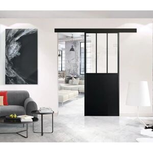 Optimum - Kit Porte Coulissante - Verre Transparent - Noir - Intérieur Optimum - Kit Porte Coulissante - Verre Transparent - Noir - Intérieur