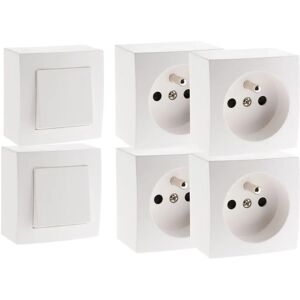 Conjunto de interruptores y tomas Zenitech blancos - Presto - 2 interruptores, 4 tomas Conjunto de interruptores y tomas Zenitech blancos - Presto - 2 interruptores, 4 tomas