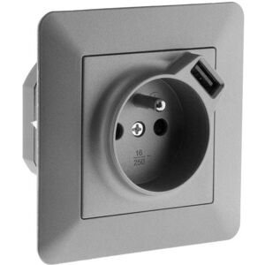 Artezo 16A/2,4A Finition Titane Prise USB - Power Outlet - Publicité Artezo 16A/2,4A Finition Titane Prise USB - Power Outlet - Publicité