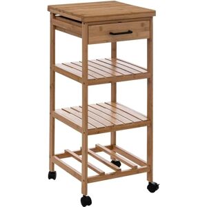 Trolej kuchenny z bambusa od 5Five - 4 półki i szuflada Trolej kuchenny z bambusa od 5Five - 4 półki i szuflada