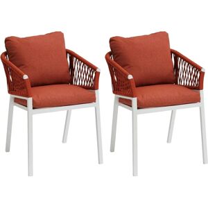 Ensemble de 2 fauteuils de jardin blanc et brique - Hespéride - Publicité Ensemble de 2 fauteuils de jardin blanc et brique - Hespéride - Publicité