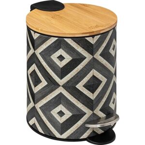5Five Black Metal and Bamboo Trash Can - 3L - Soft Close 5Five Black Metal and Bamboo Trash Can - 3L - Soft Close
