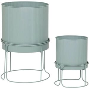 Macetas Cilíndricas Verde Celadón Atmosphera - 2 Potes de Acero Macetas Cilíndricas Verde Celadón Atmosphera - 2 Potes de Acero