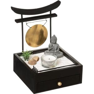 Zen-trädgård med låda - Stenar, Ljuslykta, Gong, Sand Zen-trädgård med låda - Stenar, Ljuslykta, Gong, Sand