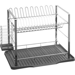 Escurridor metálico de 2 niveles, gris - 5Five Escurridor metálico de 2 niveles, gris - 5Five