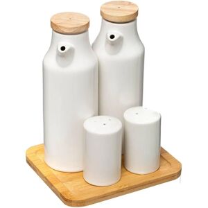 Set olio e aceto in ceramica bianca con sale e pepe - Accessori cucina Set olio e aceto in ceramica bianca con sale e pepe - Accessori cucina