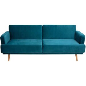 Divano letto convertibile Atmosphera Jack 3 posti - Velluto blu canard - Sofà letto Divano letto convertibile Atmosphera Jack 3 posti - Velluto blu canard - Sofà letto