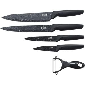 Sada 4 nožů a 1 keramická škrabka - Černá - Nerezová ocel - 5 kusů Sada 4 nožů a 1 keramická škrabka - Černá - Nerezová ocel - 5 kusů