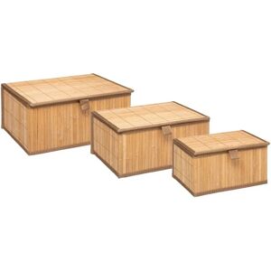 Zestaw 3 bambusowych koszy z pokrywkami - 24-32cm Zestaw 3 bambusowych koszy z pokrywkami - 24-32cm